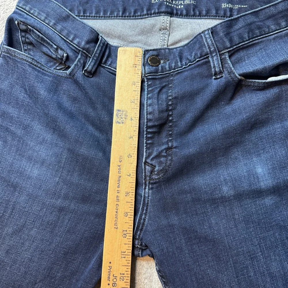 Banana Republic Jeans Mens 35x34 (35x31) Traveler Straight Fit Dark Blue Wash